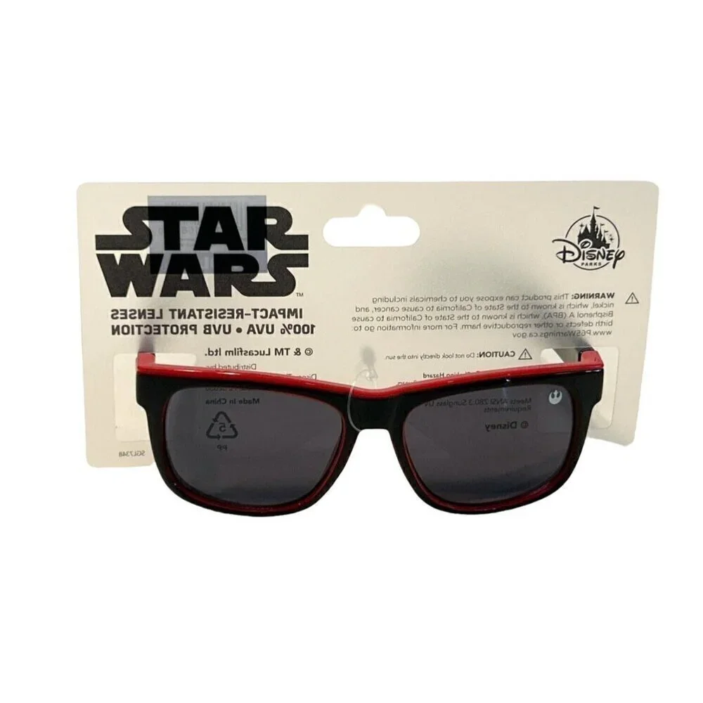 Disney Parks Star Wars Lucasfilm Kid Black Red Sunglasses UVA UVB Protection NWT